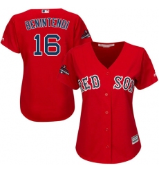 Women's Majestic Boston Red Sox #16 Andrew Benintendi Authentic Red Alternate Home 2018 World Series Champions MLB Jersey