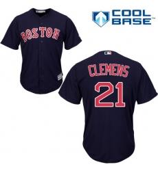 Youth Majestic Boston Red Sox #21 Roger Clemens Authentic Navy Blue Alternate Road Cool Base MLB Jersey