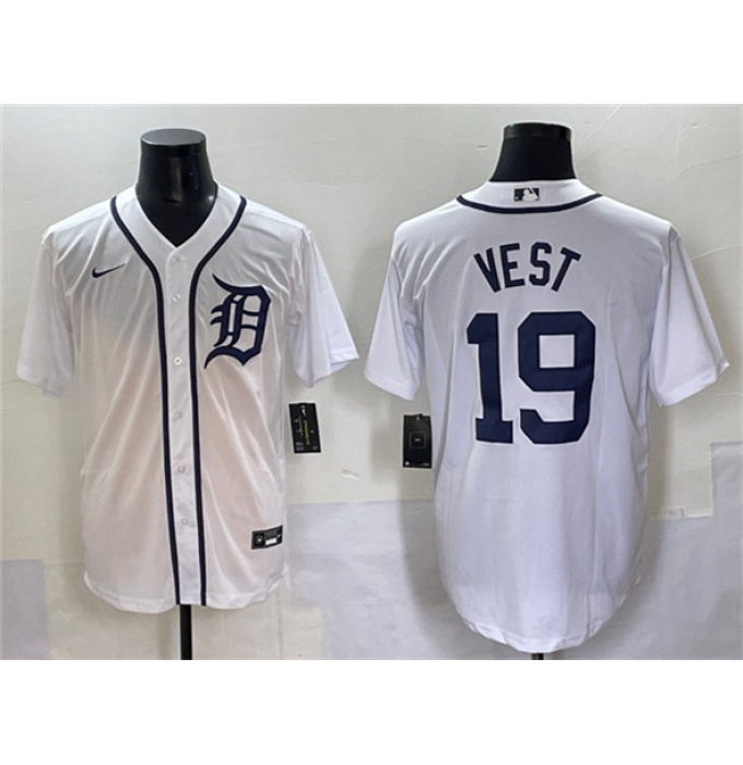 Men's Detroit Tigers #19 Will Vest White Cool Base Stitched Baseball Jersey