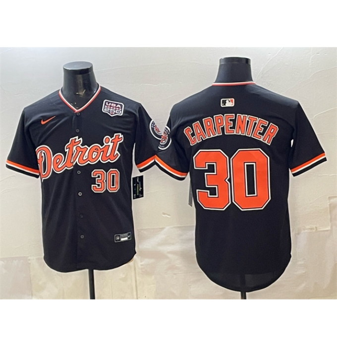 Men's Detroit Tigers #30 Kerry Carpenter Black 2026 Alternate USA 250 Vapor Premier Limited Stitched Baseball Jersey
