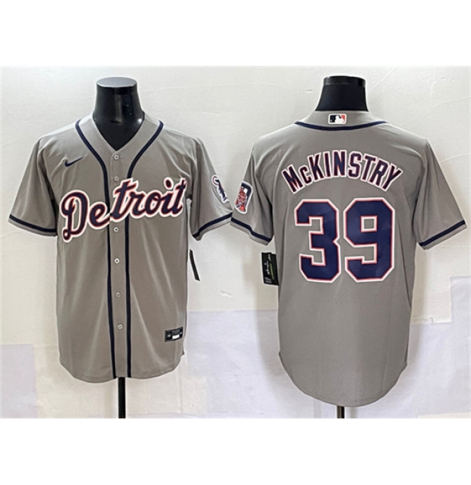Men's Detroit Tigers #39 Zach McKinstry Gray Cool Base Stitched Baseball Jersey