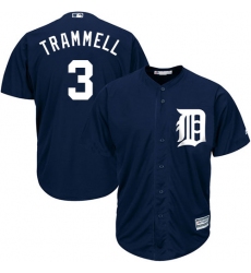 Youth Majestic Detroit Tigers #3 Alan Trammell Authentic Navy Blue Alternate Cool Base MLB Jersey