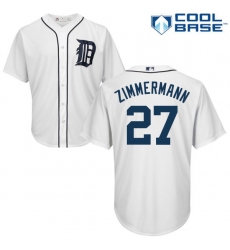 Youth Majestic Detroit Tigers #27 Jordan Zimmermann Authentic White Home Cool Base MLB Jersey