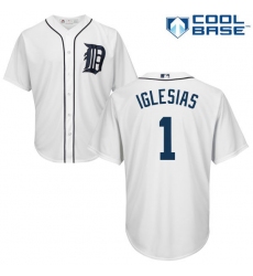 Men's Majestic Detroit Tigers #1 Jose Iglesias Replica White Home Cool Base MLB Jersey