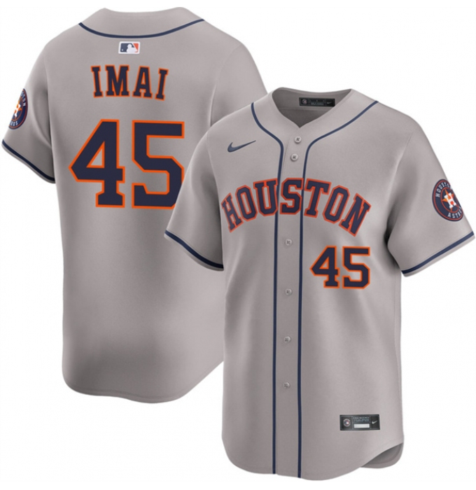 Men's Houston Astros #45 Tatsuya Imai Grey 2026 Limited Stitched Baseball Jersey