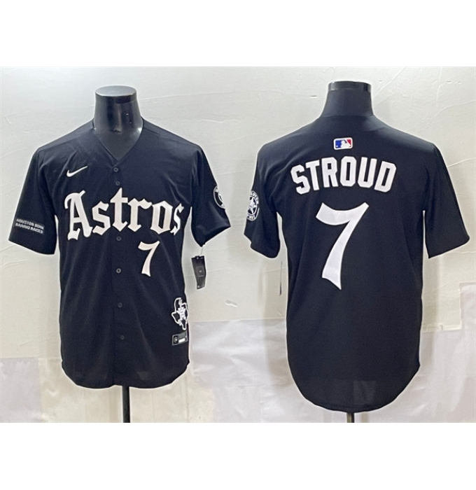 Men's Houston Astros #7 C.J. Stroud Black Gothic 'Houston Born Barrio Raised' Limited Stitched Baseball Jersey