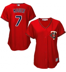 Women's Majestic Minnesota Twins #7 Joe Mauer Authentic Scarlet Alternate Cool Base MLB Jersey
