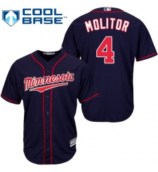 Youth Majestic Minnesota Twins #4 Paul Molitor Replica Navy Blue Alternate Road Cool Base MLB Jersey
