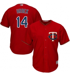 Youth Majestic Minnesota Twins #14 Kent Hrbek Authentic Scarlet Alternate Cool Base MLB Jersey