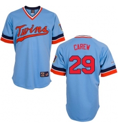 Men's Majestic Minnesota Twins #29 Rod Carew Authentic Light Blue Cooperstown Throwback MLB Jersey