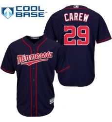 Youth Majestic Minnesota Twins #29 Rod Carew Replica Navy Blue Alternate Road Cool Base MLB Jersey