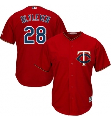 Youth Majestic Minnesota Twins #28 Bert Blyleven Authentic Scarlet Alternate Cool Base MLB Jersey