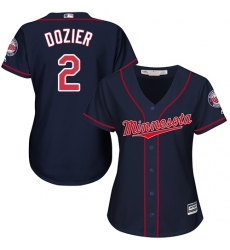 Women's Majestic Minnesota Twins #2 Brian Dozier Authentic Navy Blue Alternate Road Cool Base MLB Jersey