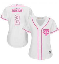 Women's Majestic Minnesota Twins #2 Brian Dozier Authentic White Fashion Cool Base MLB Jersey