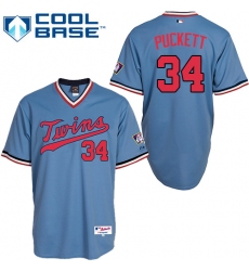 Men's Majestic Minnesota Twins #34 Kirby Puckett Authentic Light Blue 1984 Turn Back The Clock MLB Jersey