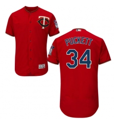 Men's Majestic Minnesota Twins #34 Kirby Puckett Authentic Scarlet Alternate Flex Base Authentic Collection MLB Jersey
