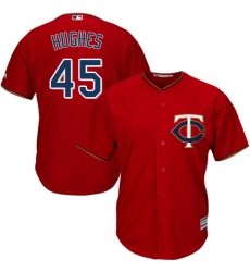 Men's Majestic Minnesota Twins #45 Phil Hughes Replica Scarlet Alternate Cool Base MLB Jersey