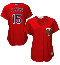 Women's Majestic Minnesota Twins #15 Jason Castro Replica Scarlet Alternate Cool Base MLB Jersey