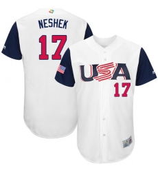 Youth USA Baseball Majestic #17 Pat Neshek White 2017 World Baseball Classic Authentic Team Jersey