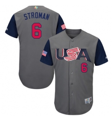 Men's USA Baseball Majestic #6 Marcus Stroman Gray 2017 World Baseball Classic Authentic Team Jersey