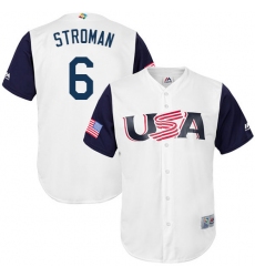 Youth USA Baseball Majestic #6 Marcus Stroman White 2017 World Baseball Classic Replica Team Jersey