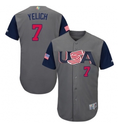 Men's USA Baseball Majestic #7 Christian Yelich Gray 2017 World Baseball Classic Authentic Team Jersey