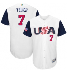 Youth USA Baseball Majestic #7 Christian Yelich White 2017 World Baseball Classic Authentic Team Jersey