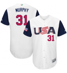 Men's USA Baseball Majestic #31 Daniel Murphy White 2017 World Baseball Classic Authentic Team Jersey
