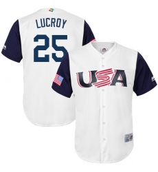 Youth USA Baseball Majestic #25 Jonathan Lucroy White 2017 World Baseball Classic Replica Team Jersey