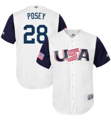 Men's USA Baseball Majestic #28 Buster Posey White 2017 World Baseball Classic Replica Team Jersey