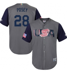 Youth USA Baseball Majestic #28 Buster Posey Gray 2017 World Baseball Classic Replica Team Jersey