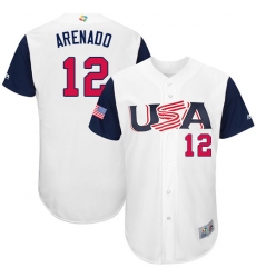 Men's USA Baseball Majestic #12 Nolan Arenado White 2017 World Baseball Classic Authentic Team Jersey