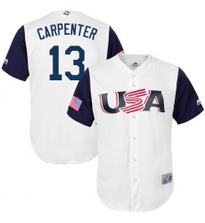 Youth USA Baseball Majestic #13 Matt Carpenter White 2017 World Baseball Classic Replica Team Jersey