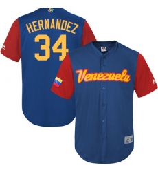 Men's Venezuela Baseball Majestic #34 Felix Hernandez Royal Blue 2017 World Baseball Classic Replica Team Jersey