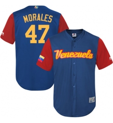 Men's Venezuela Baseball Majestic #47 Franklin Morales Royal Blue 2017 World Baseball Classic Replica Team Jersey
