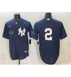 Men's New York Yankees x KAWS #2 Derek Jeter Navy Stadium Stitched Baseball Jersey