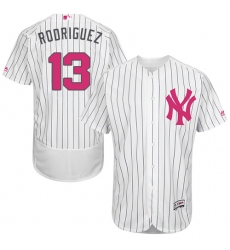 Men's Majestic New York Yankees #13 Alex Rodriguez Authentic White 2016 Mother's Day Fashion Flex Base MLB Jersey