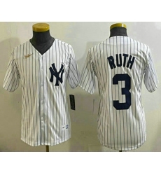 Youth New York Yankees #3 Babe Ruth White Throwback Stitched Cool Base Nike Jersey
