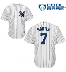 Men's Majestic New York Yankees #7 Mickey Mantle Replica White Home MLB Jersey