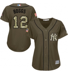 Women's Majestic New York Yankees #12 Wade Boggs Replica Green Salute to Service MLB Jersey