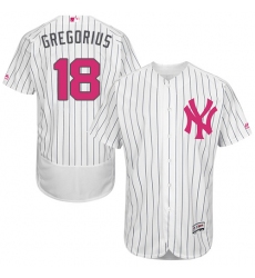Men's Majestic New York Yankees #18 Didi Gregorius Authentic White 2016 Mother's Day Fashion Flex Base MLB Jersey