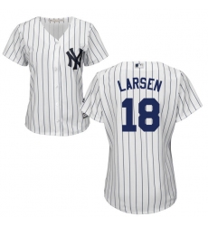 Women's Majestic New York Yankees #18 Don Larsen Authentic White Home MLB Jersey