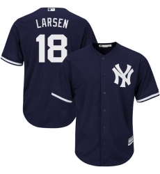 Youth Majestic New York Yankees #18 Don Larsen Authentic Navy Blue Alternate MLB Jersey