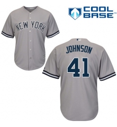 Men's Majestic New York Yankees #41 Randy Johnson Replica Grey Road MLB Jersey