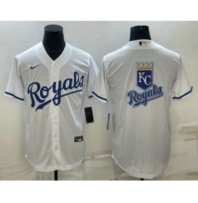 Men's Kansas City Royals Big Logo White Stitched MLB Cool Base Nike Jerseys