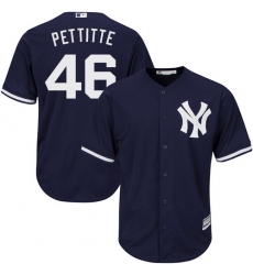 Men's Majestic New York Yankees #46 Andy Pettitte Replica Navy Blue Alternate MLB Jersey