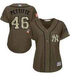 Women's Majestic New York Yankees #46 Andy Pettitte Authentic Green Salute to Service MLB Jersey