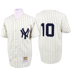 Men's Mitchell and Ness New York Yankees #10 Phil Rizzuto Replica White Throwback MLB Jersey
