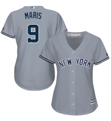 Women's Majestic New York Yankees #9 Roger Maris Authentic Grey Road MLB Jersey