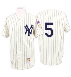 Men's Mitchell and Ness New York Yankees #5 Joe DiMaggio Authentic White Throwback MLB Jersey